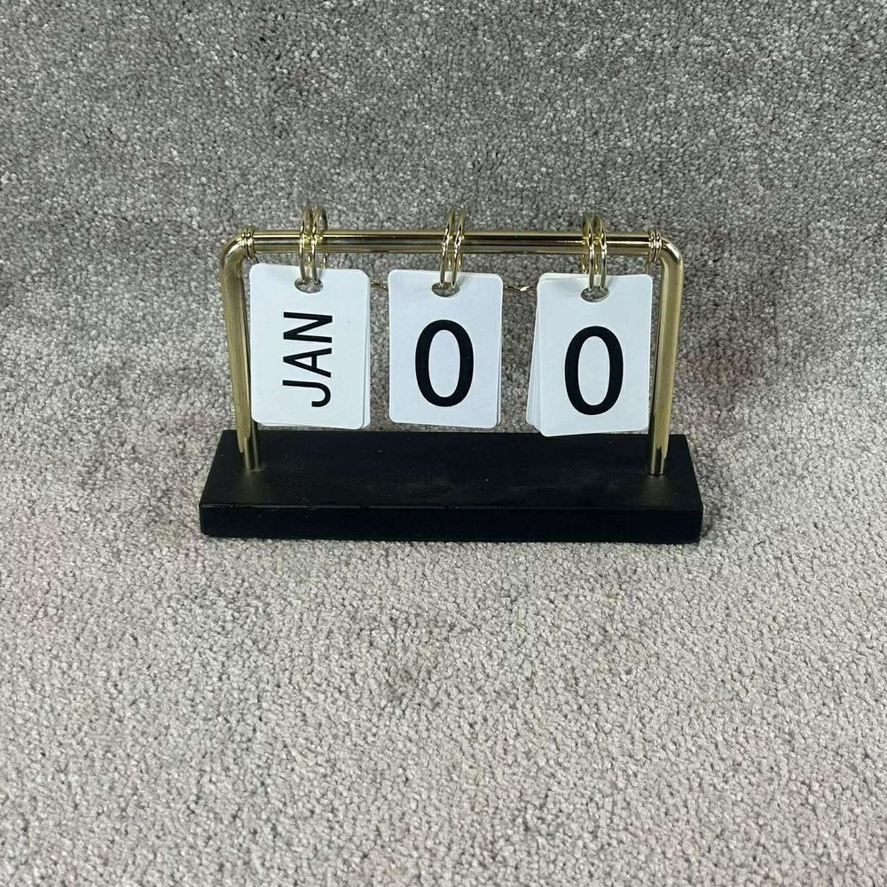 Target Perpetual Flip Calendar Gold Black Metal Desk Decor Modern Office